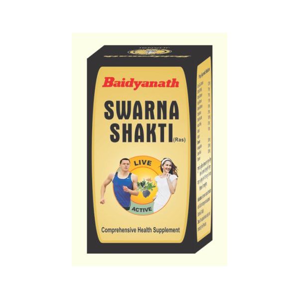 Swarna Shakti Ras Baidyanath - ajurwedyjski naturalny antyoksydant, pomaga utrzymać aktywność fizyczną, zwiększa poziom energii